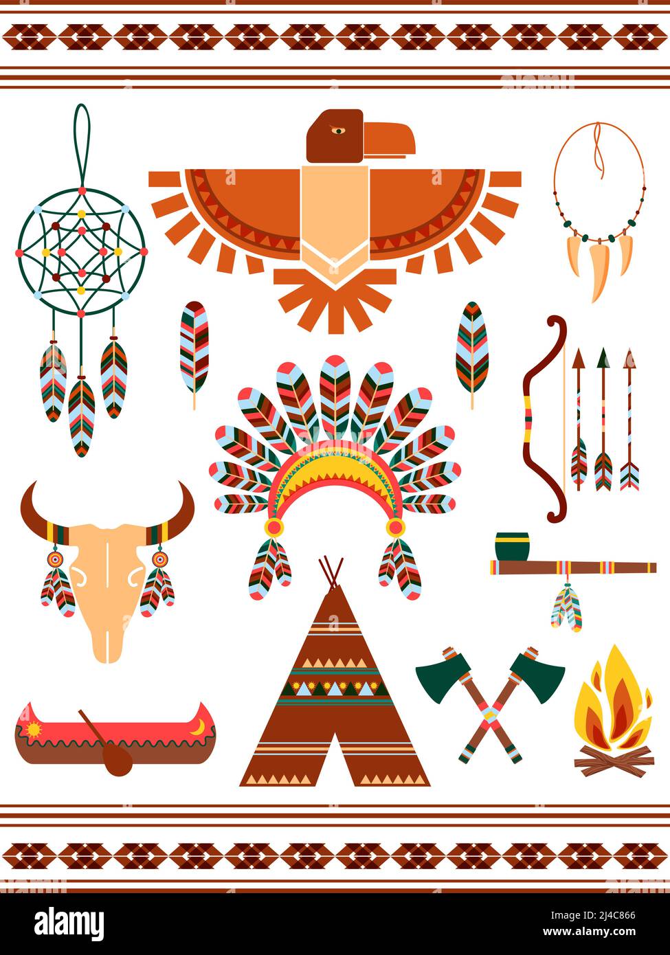 Éléments vectoriels décoratifs aztèques et indiens mayas Illustration de Vecteur