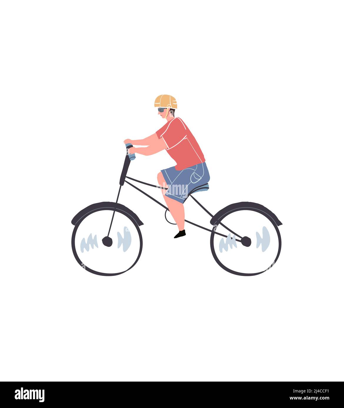 Plat dessin animé personnage vélo, activités de plein air sain vecteur social illustration concept Illustration de Vecteur