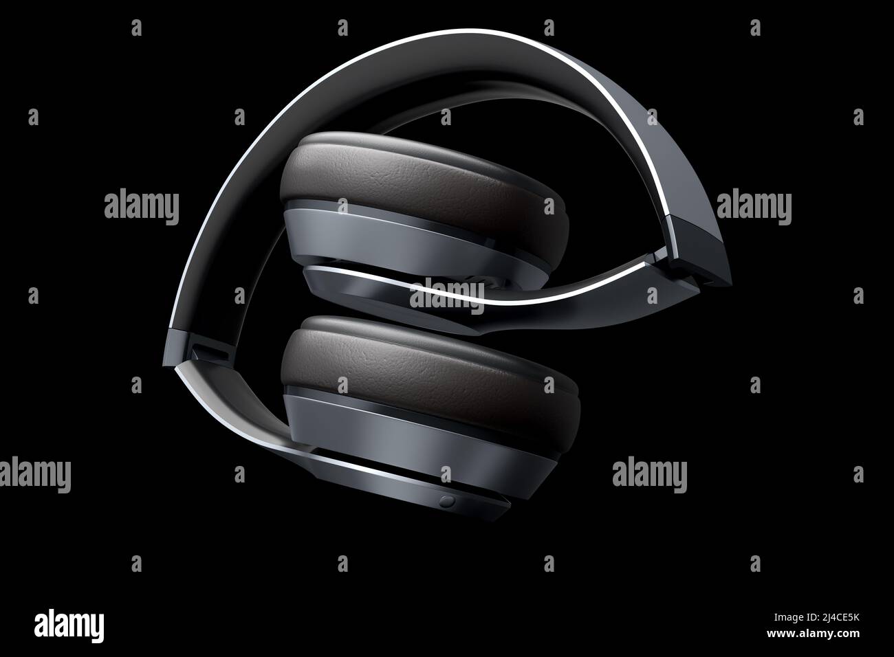 Casque de jeu professionnel isolé sur fond noir. Rendu 3D des écouteurs intra-auriculaires et concept d'équipement musical Banque D'Images Casque de jeu professionnel isolé sur fond noir. Rendu 3D des écouteurs intra-auriculaires et concept d'équipement musical Banque D'Images
