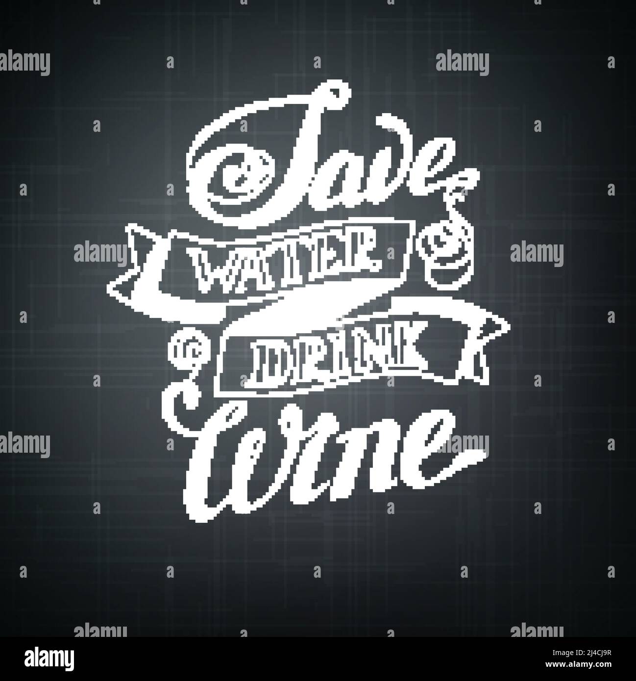 Concept de conception typographique avec une phrase humoristique Save Water Drink Wine illustration vectorielle isolée sur fond sombre Illustration de Vecteur