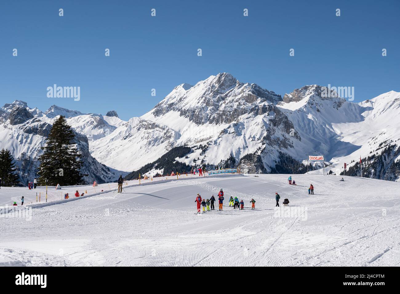 Paysage d'hiver Öschinensee, canton de Berne, Suisse Banque D'Images