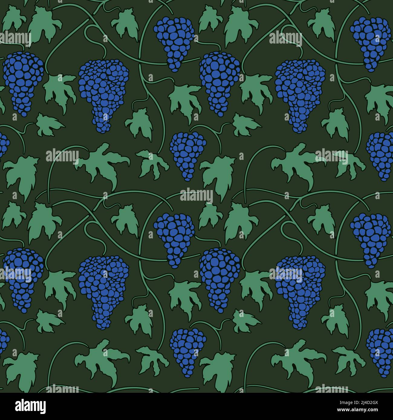 Motif vert vectoriel sans couture avec des lapins et des feuilles de vigne Illustration de Vecteur
