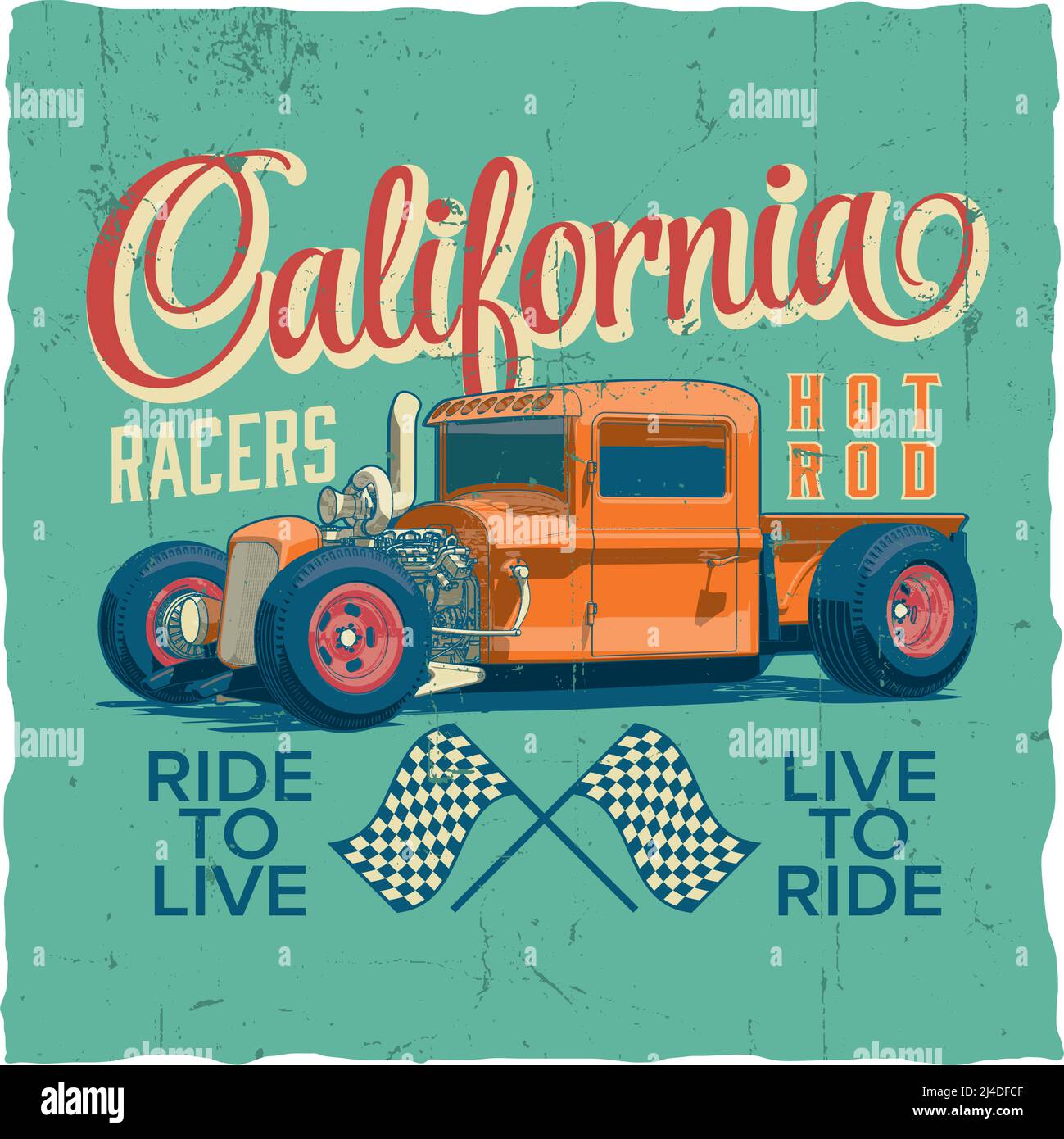 Affiche California Racers avec motif pour t-shirt et cartes de vœux illustration vectorielle Illustration de Vecteur