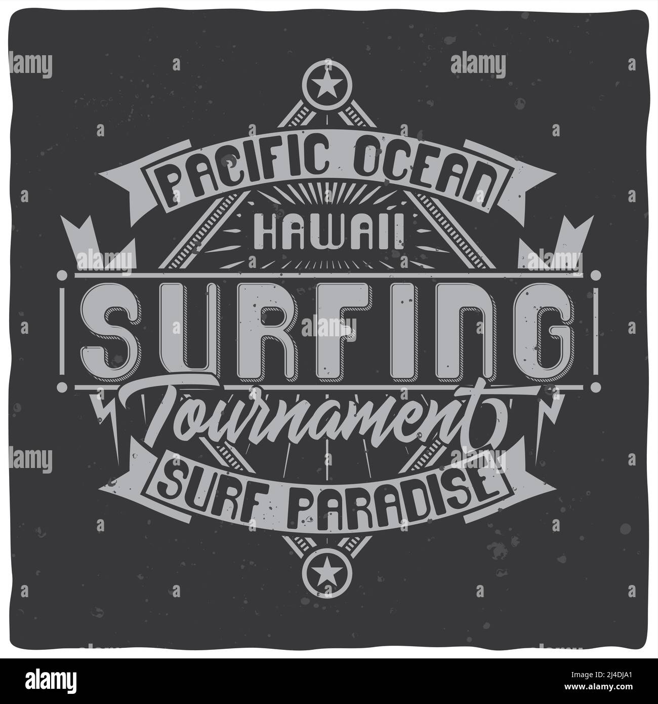 Étiquette vintage avec composition de lettres sur fond sombre. Motif T-shirt. Illustration de Vecteur