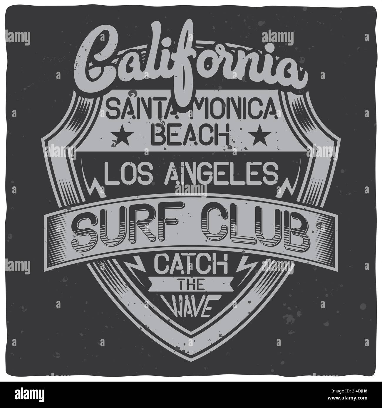 Étiquette vintage avec composition de lettres sur fond sombre. Motif T-shirt. Illustration de Vecteur