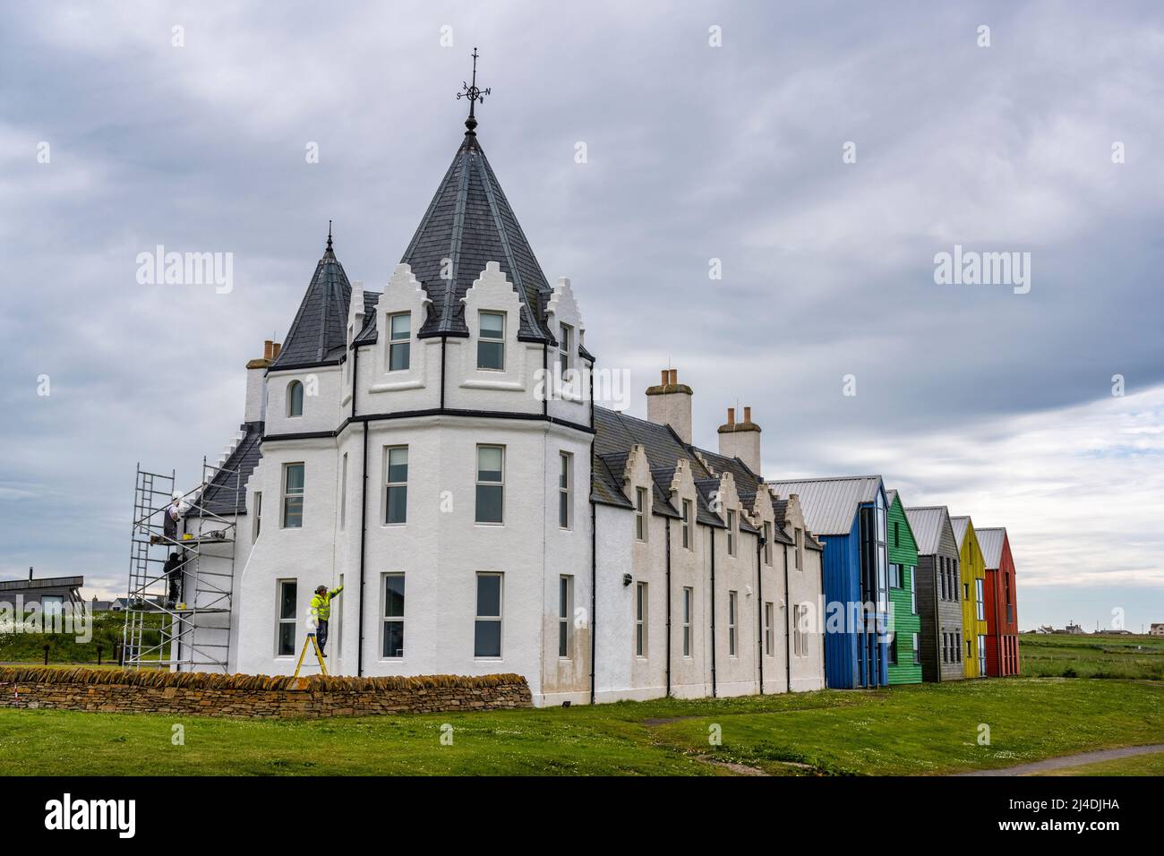 Lodges touristiques de luxe à John O’Groats à Caithness, sur la côte nord de l’Écosse, au Royaume-Uni Banque D'Images