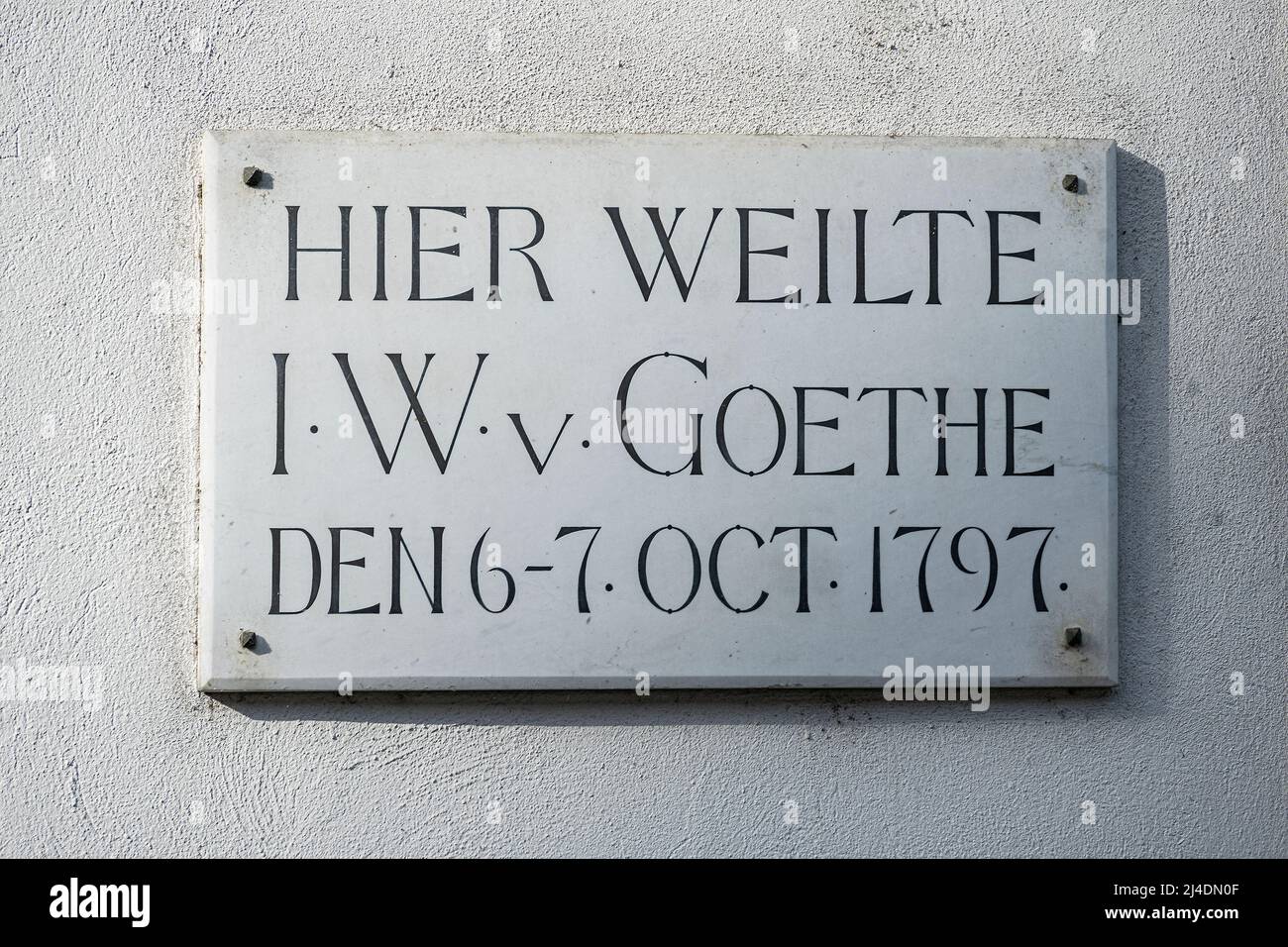 Plaque commémorative de J.W. Goethe à Stans, canton de Nidwalden, Suisse Banque D'Images
