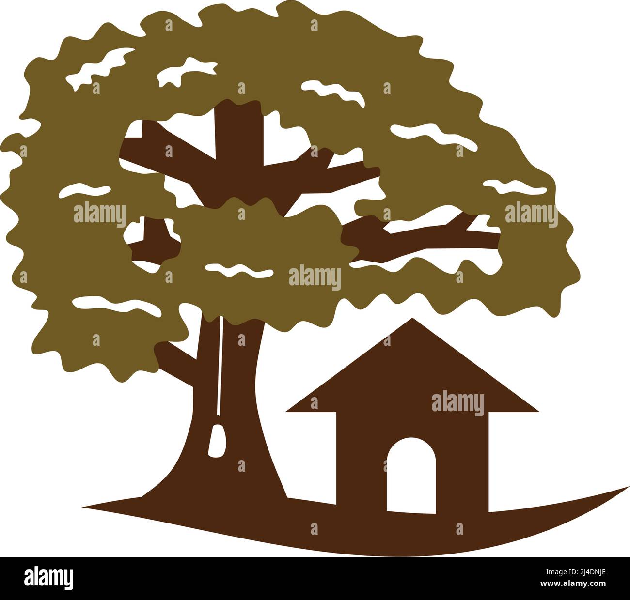 Accueil et arbre nature logo icône Illustration identité de la marque Illustration de Vecteur