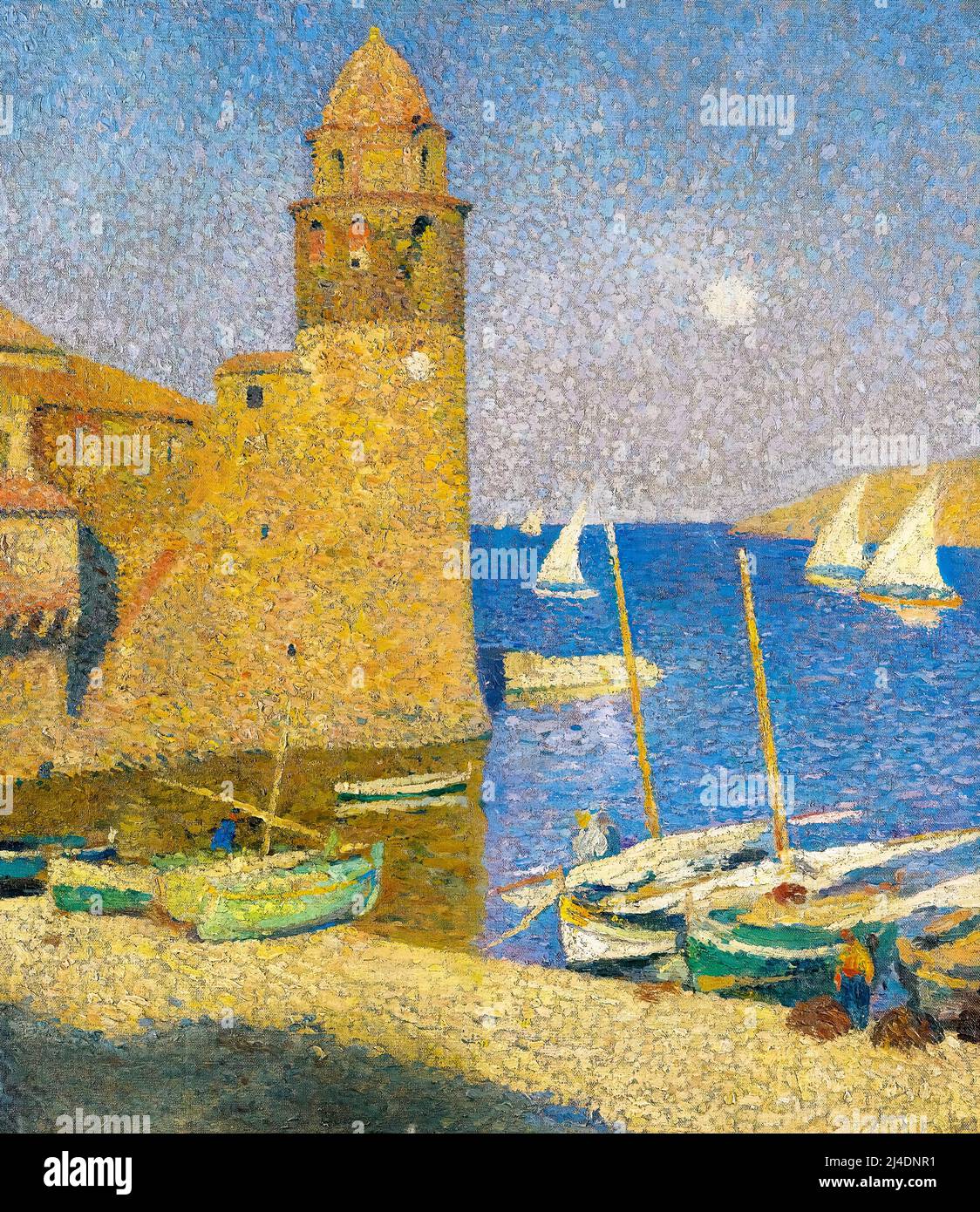 Henri Martin, la Tour de Collioure, Moonrise, peinture à l'huile sur toile, 1923-1924 Banque D'Images