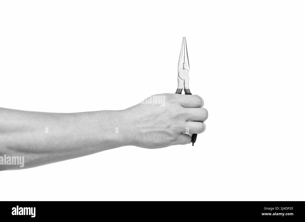 pince à main mâle. outils de construction et de réparation. main avec outil de réparation Banque D'Images