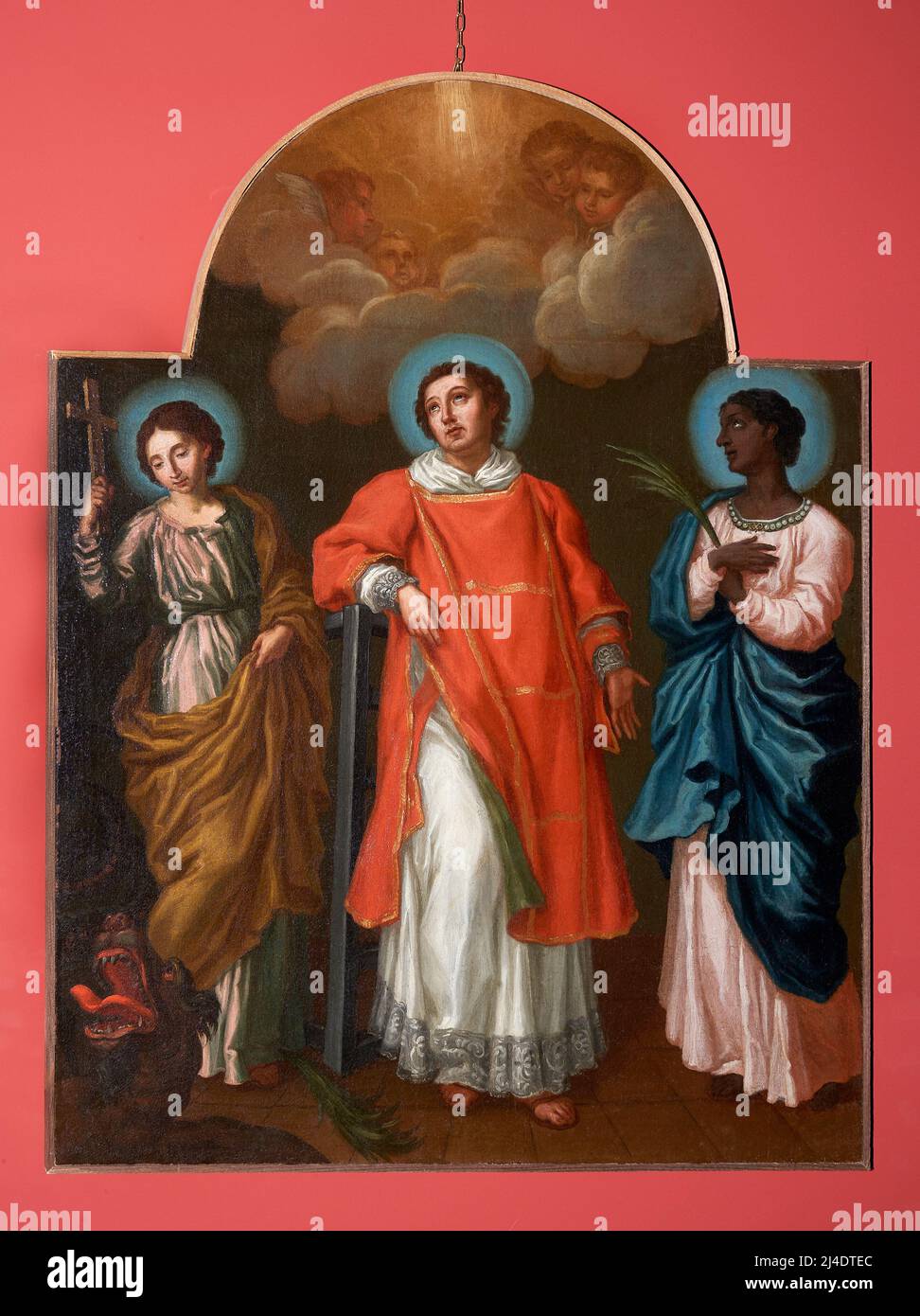 S. Lorenzo tra S. Perpetua e S. Felicita - olio su tela - pittore locale della prima metà del XVIII secolo - Viadana (mn), Muvi, Museo Civico Antonio Banque D'Images