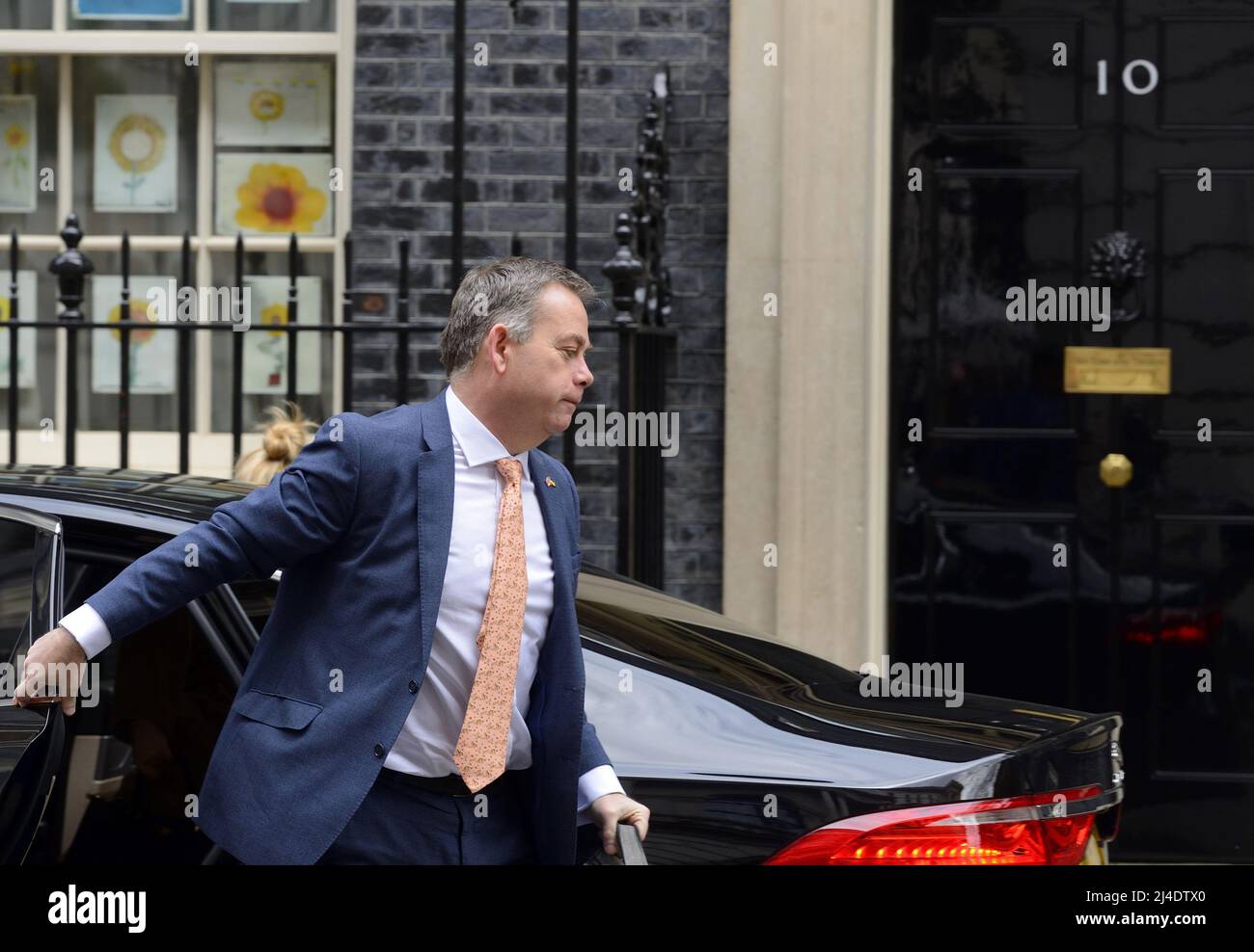 Nigel Adams MP (con: Selby et Ainsty) Ministre d'État (Ministre sans portefeuille) arrivant à Downing Street, le 13th avril 2022 Banque D'Images