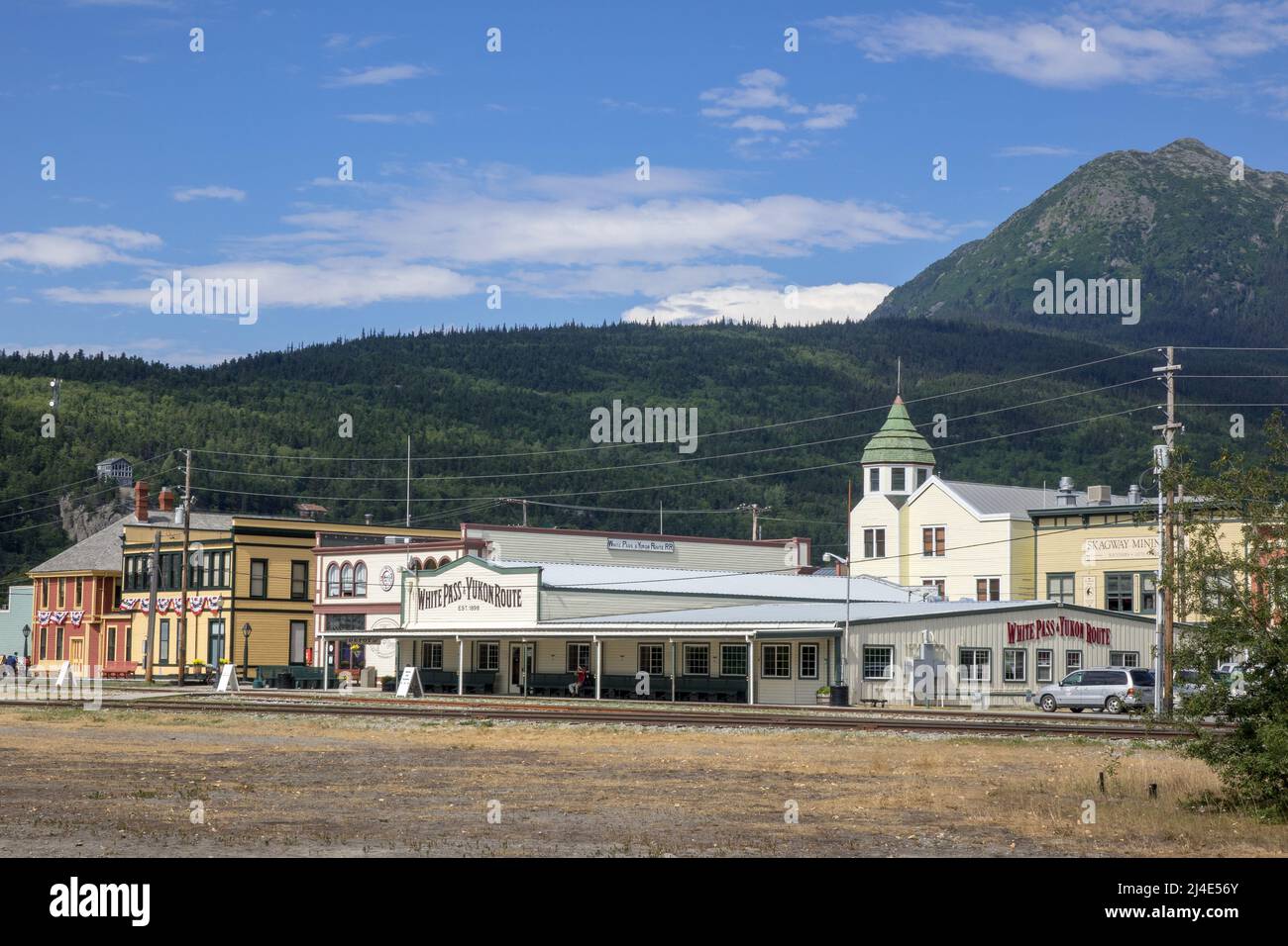 La gare de Whit Pass et de Yukon route à Skegway en Alaska Banque D'Images