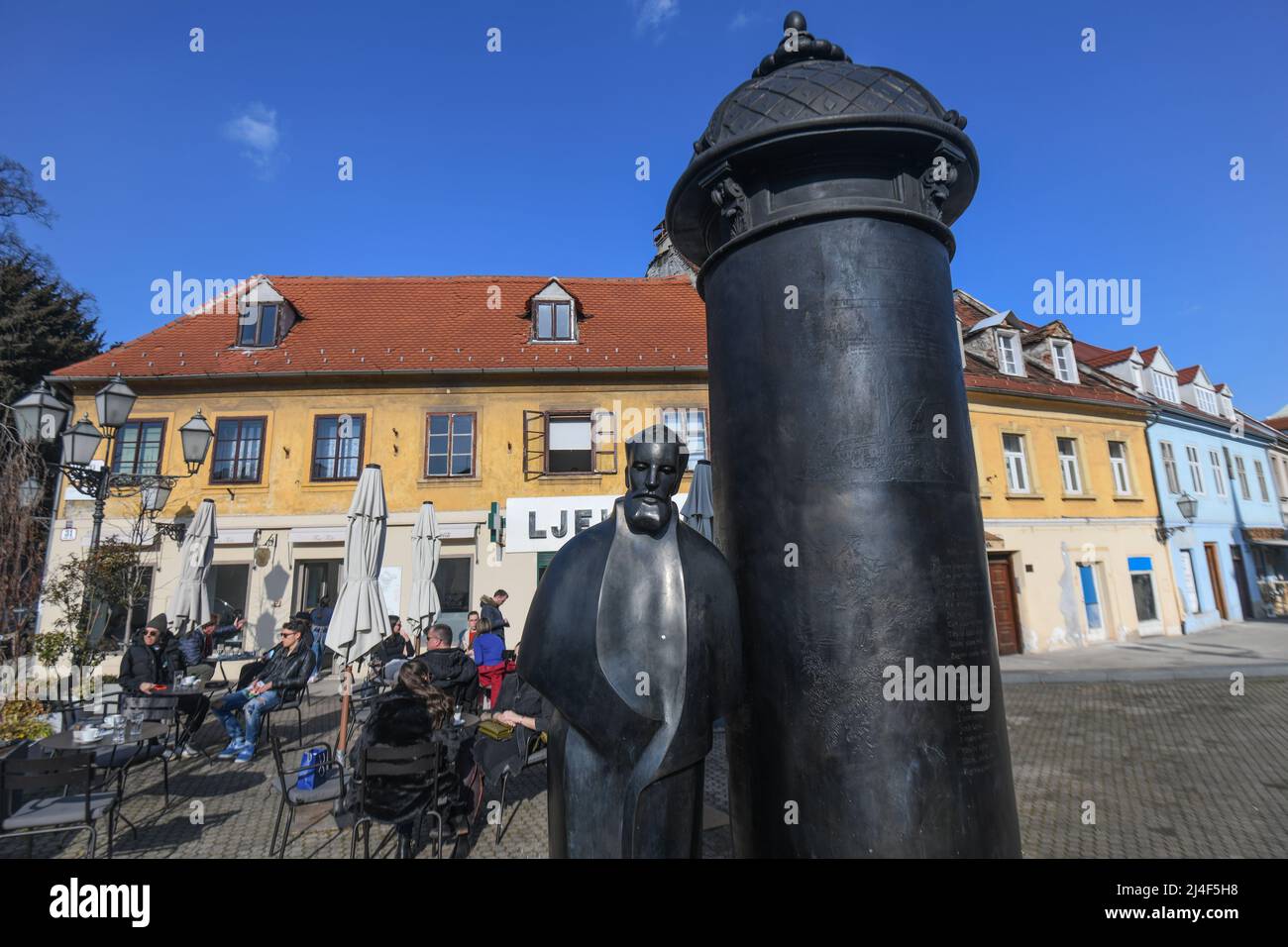 Zagreb: Août Statue Senoa, rue Vlaska, Croatie Banque D'Images