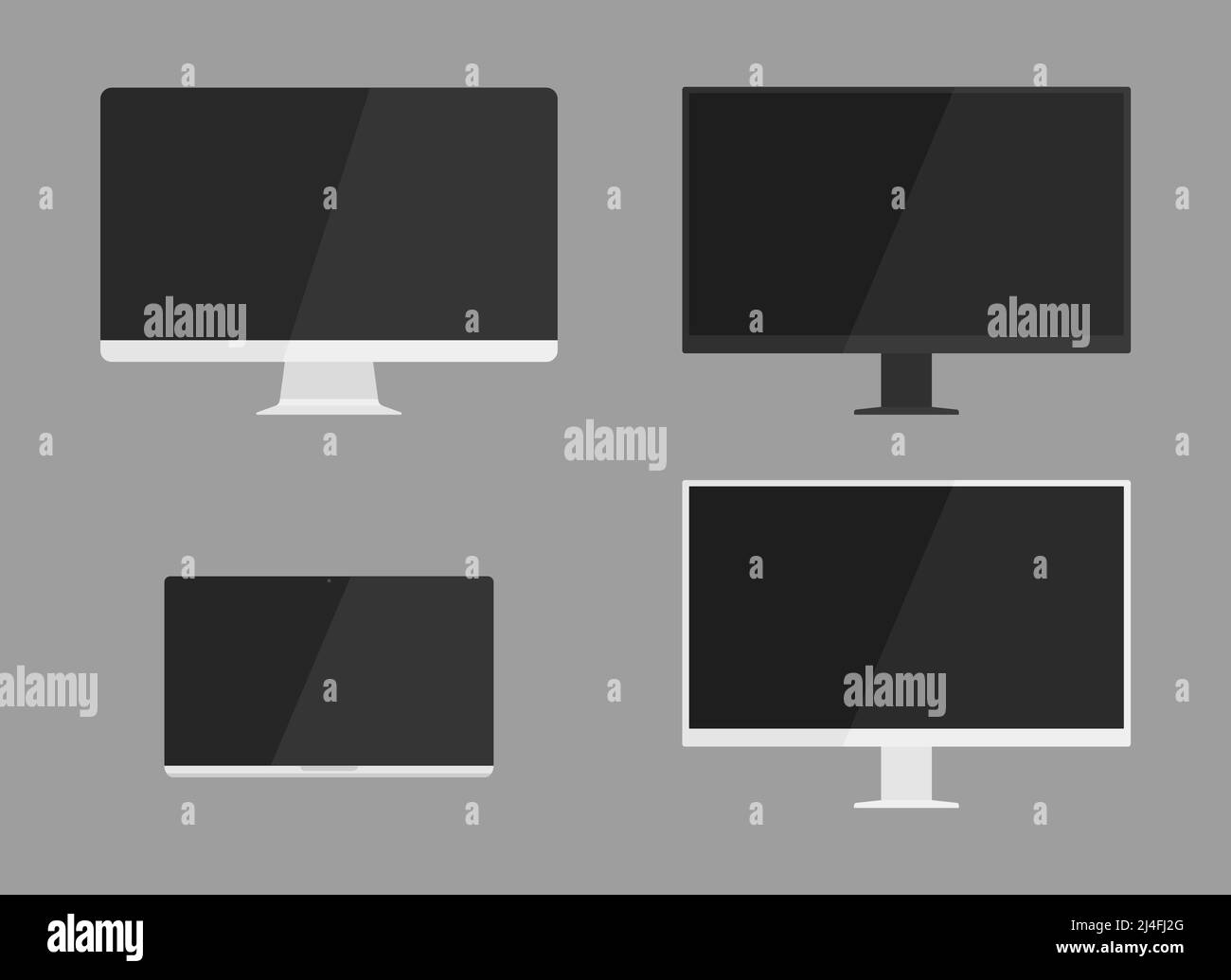 pc portable téléviseur écran icône définir vecteur plat illustration Illustration de Vecteur