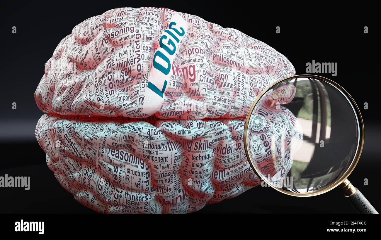 Logique dans le cerveau humain, un concept montrant des centaines de ...
