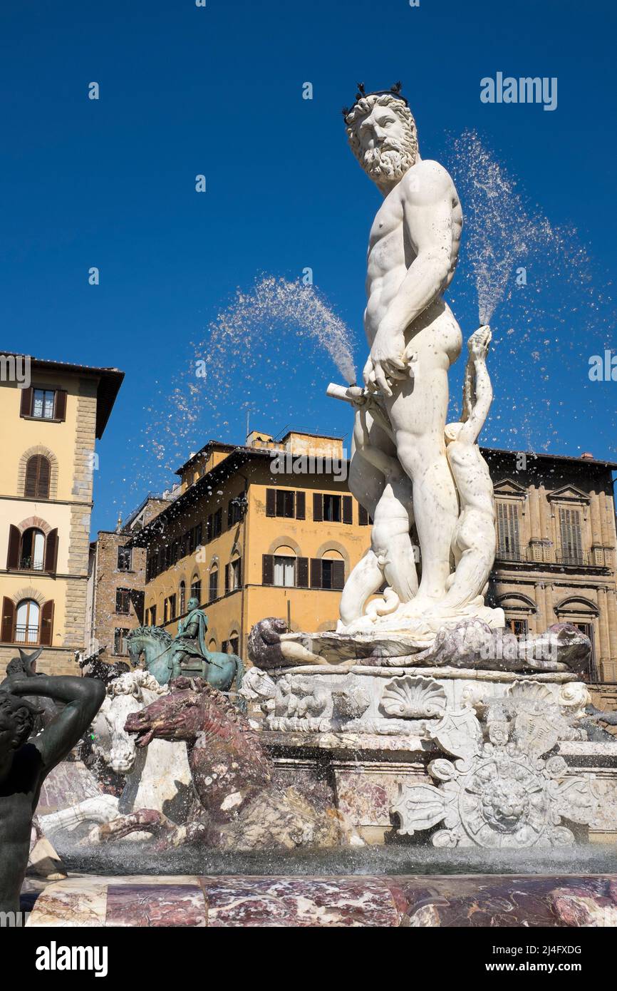 Fontaine de Neptune par Bartolomeo Ammannati sur la Piazza della Signoria Florence Italie Banque D'Images