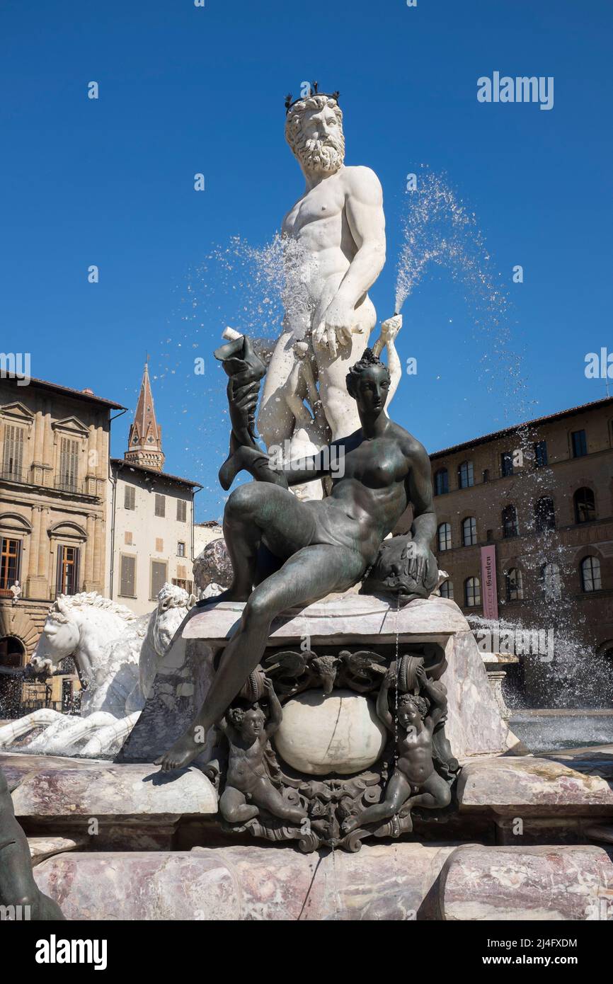 Fontaine de Neptune par Bartolomeo Ammannati sur la Piazza della Signoria Florence Italie Banque D'Images