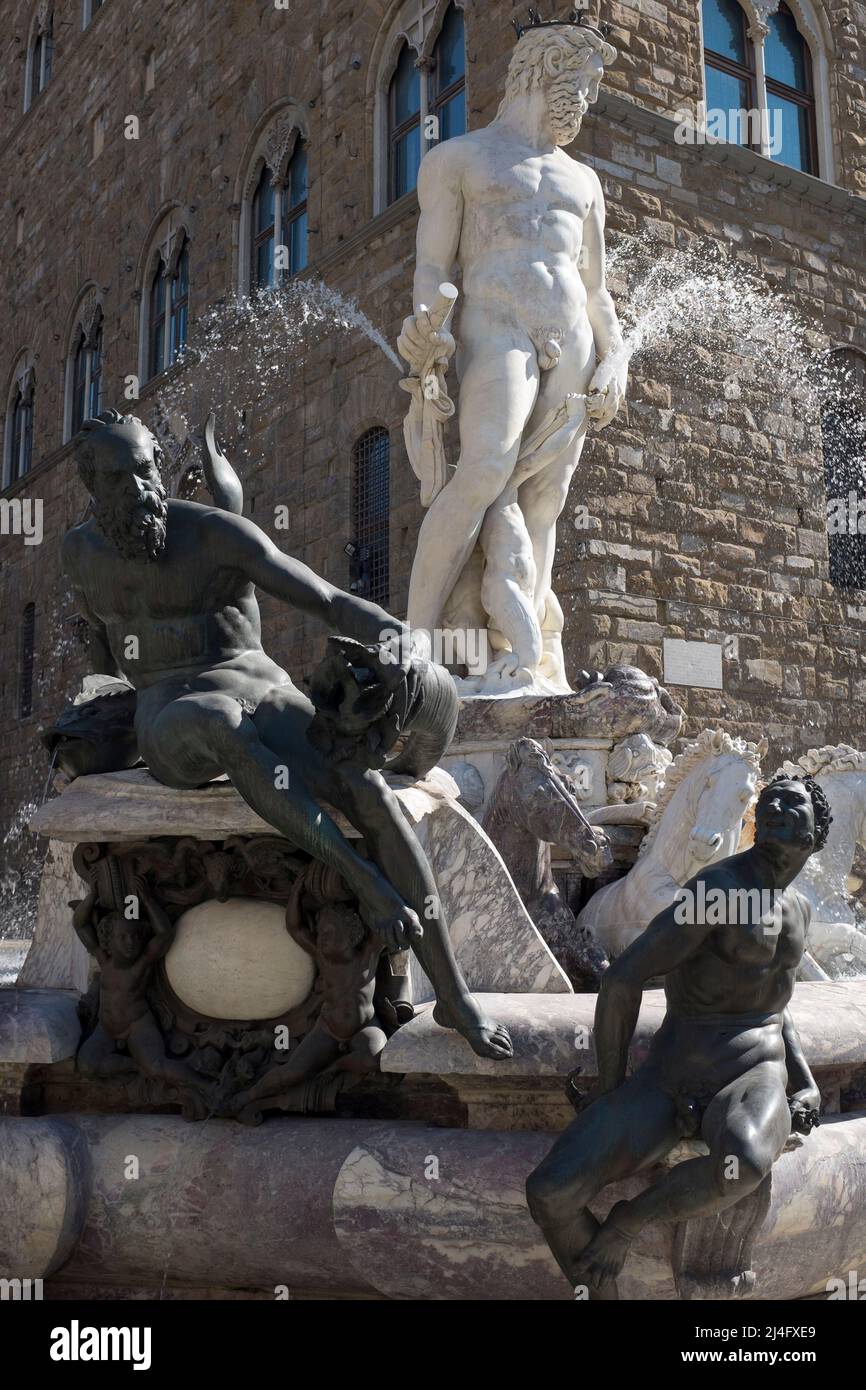 Fontaine de Neptune par Bartolomeo Ammannati sur la Piazza della Signoria Florence Italie Banque D'Images