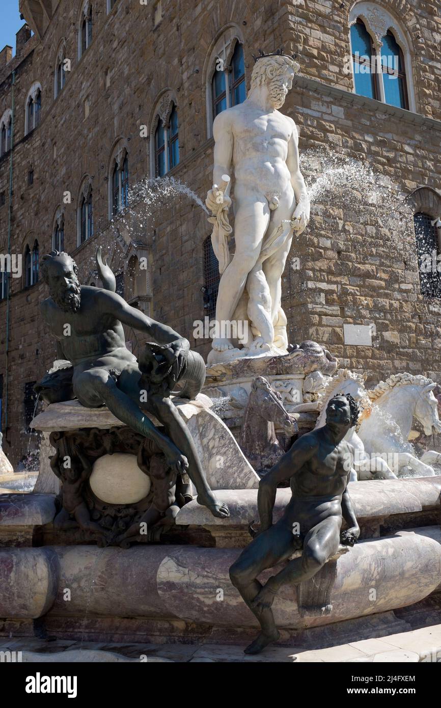 Fontaine de Neptune par Bartolomeo Ammannati sur la Piazza della Signoria Florence Italie Banque D'Images