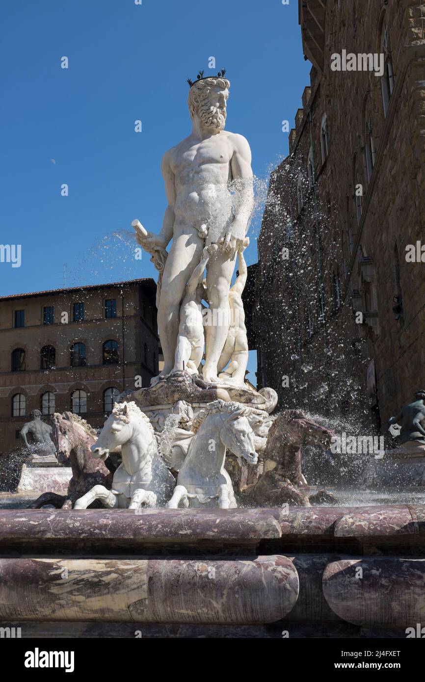 Fontaine de Neptune par Bartolomeo Ammannati sur la Piazza della Signoria Florence Italie Banque D'Images