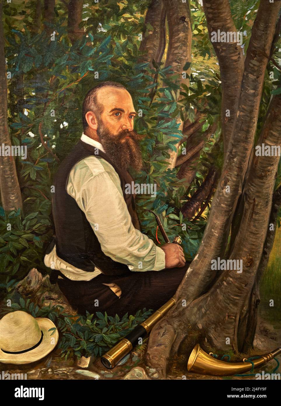 Ritratto di Giovanni Battista Zitti - olio su specchio - Cesare Tallone - 1884 - Loface (BG), Galleria Tadini Banque D'Images