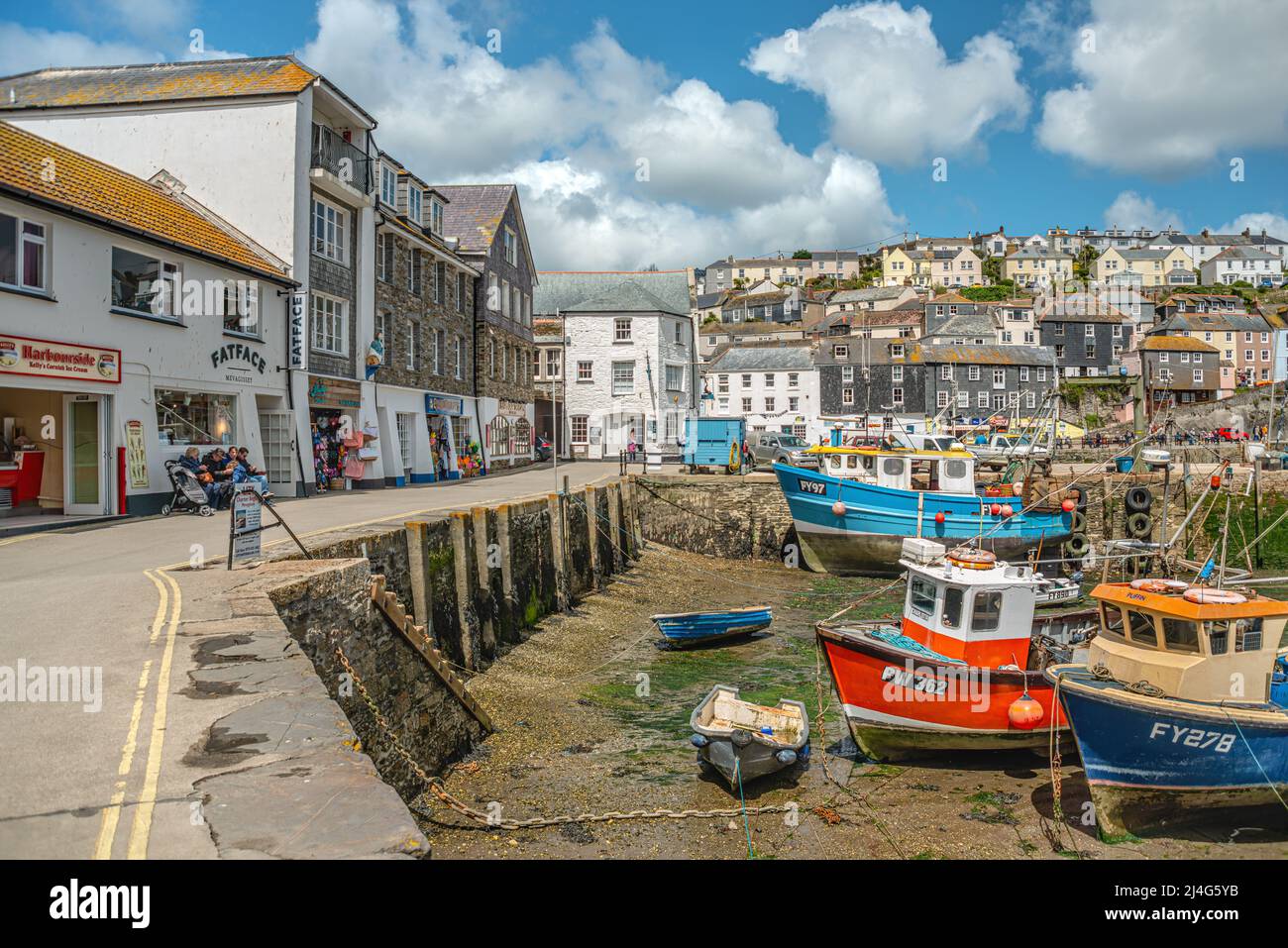 Front de mer du village de pêcheurs Mevagissey à Cornwall, Angleterre, Royaume-Uni Banque D'Images