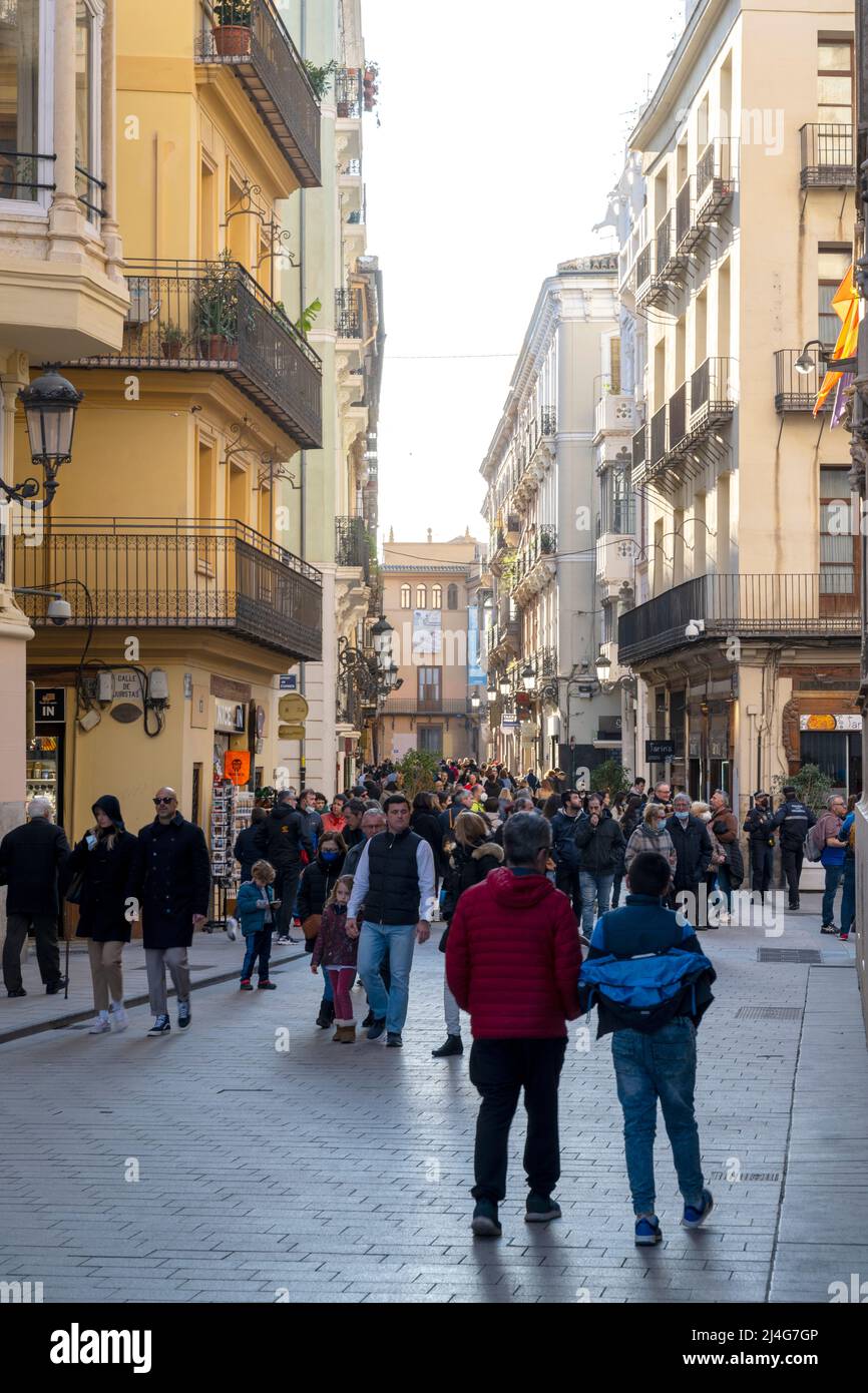 Espagnol, Valence, Carrer de Cavalleres Banque D'Images