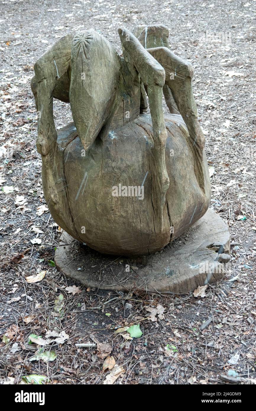 sculpture en bois sculpté en forme d'araignée Banque D'Images