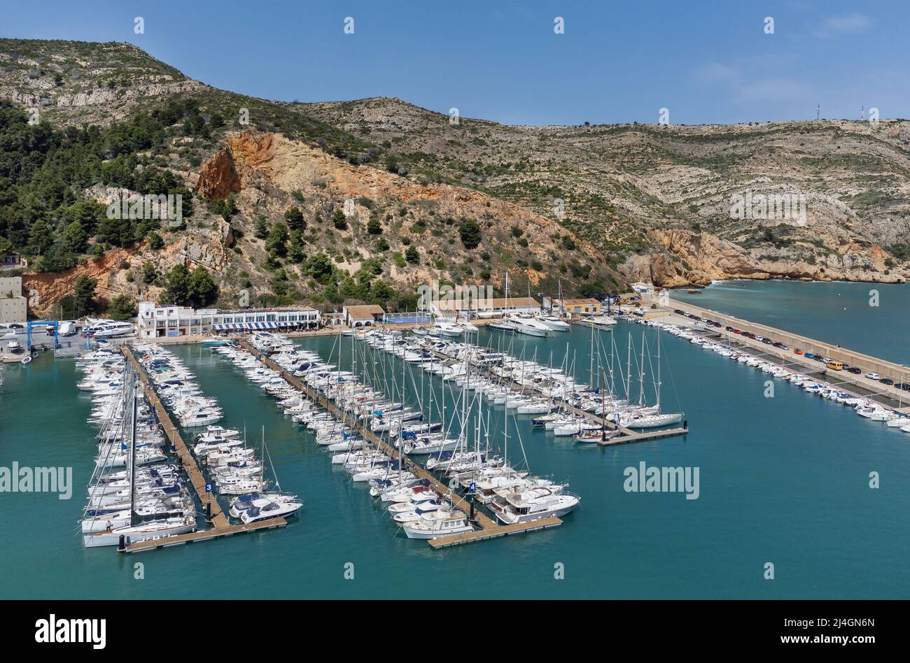 Photo de drone de la Marina de Javea Banque D'Images