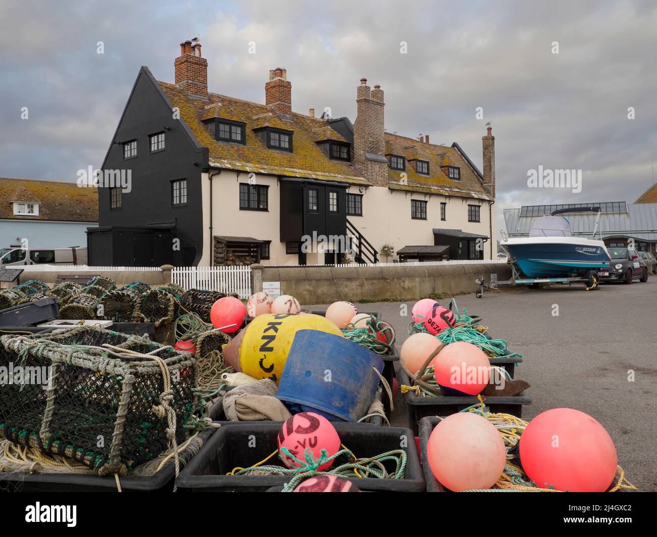 Historic Dutch Cottages, Mudeford Quay, Christchurch, Dorset, Royaume-Uni Banque D'Images