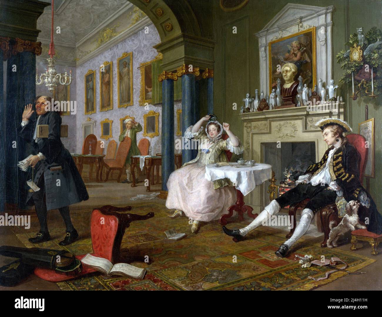 Mariage à la-mode, peu après le mariage (scène deux de six). Peinture de William Hogarth Banque D'Images