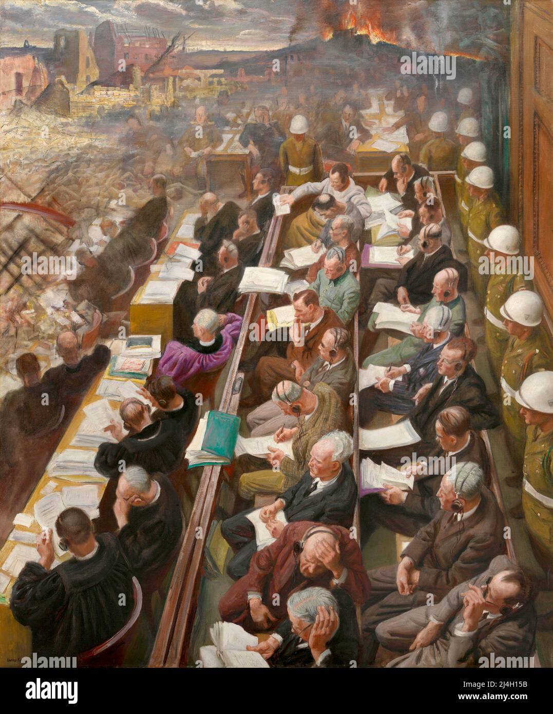 Le procès de Nuremberg, 1946 (1946) peinture de Dame Laura Knight Banque D'Images