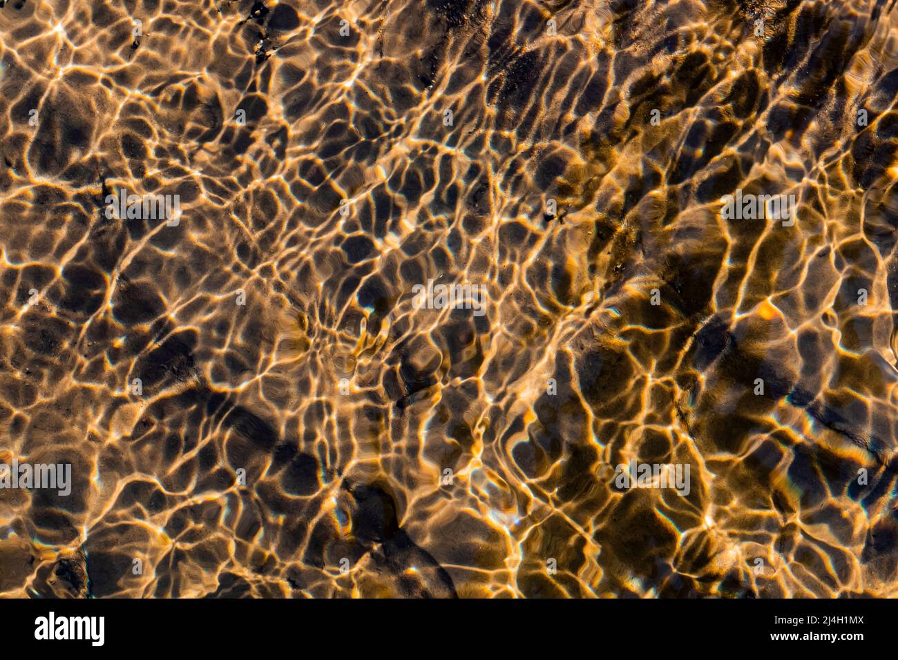 Des ondulations qui attrapent la lumière du soleil à la surface de Mitchell Creek, dans la région naturelle de Clay Cliffs à Big Rapids, Michigan, États-Unis Banque D'Images