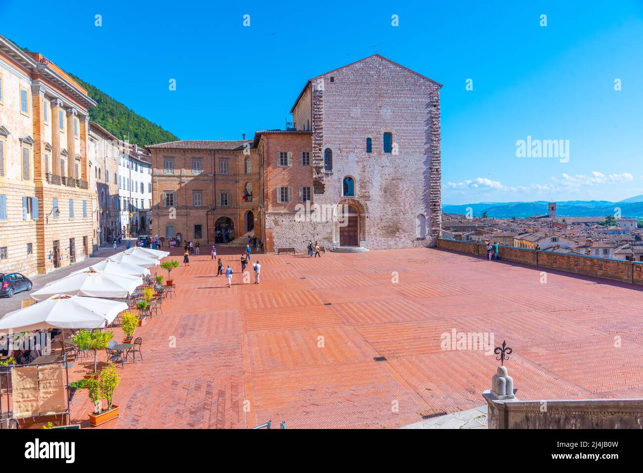 Palazzo Pretorio dans la vieille ville de Gubbio en Italie. Banque D'Images