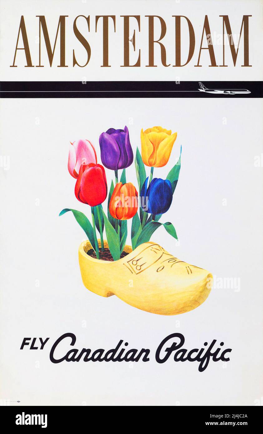 Affiche de voyage vintage 1950s pour canadien Pacifique - Amsterdam Banque D'Images