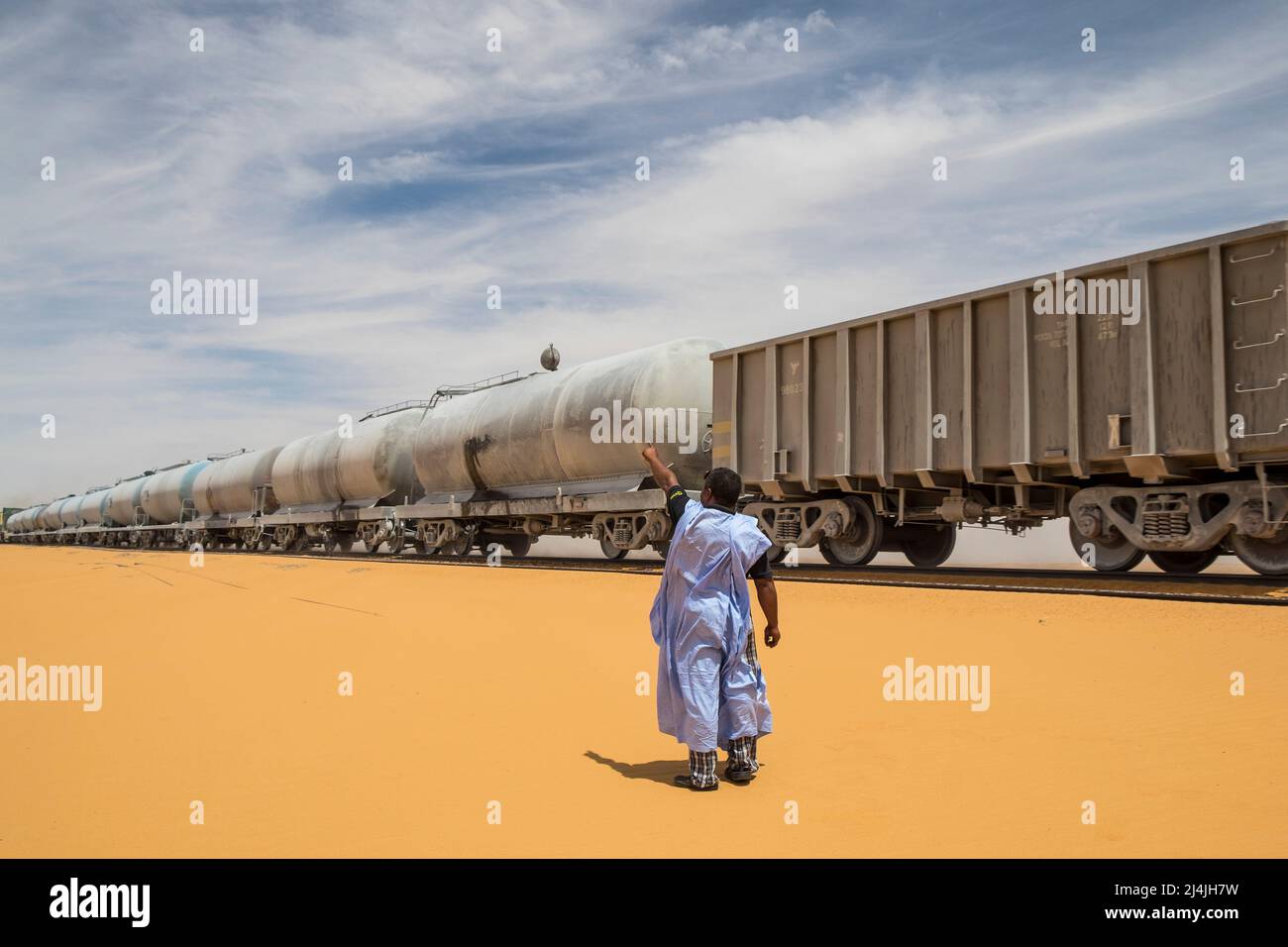 La Mauritanie, le plus long chemin de fer au monde, relie Nouadhibou à Zouerat Banque D'Images