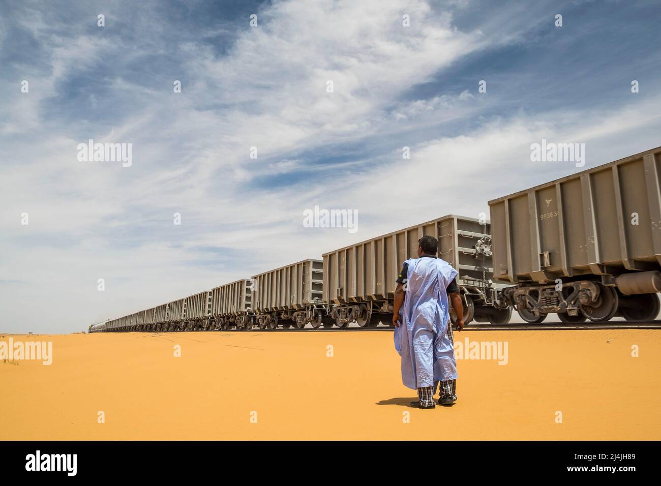 La Mauritanie, le plus long chemin de fer au monde, relie Nouadhibou à Zouerat Banque D'Images