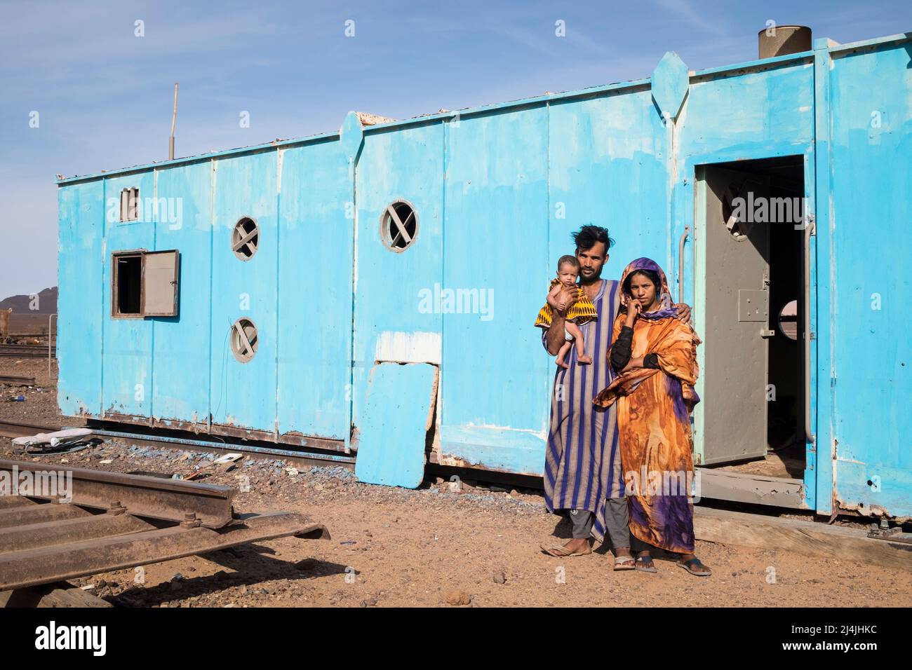 La Mauritanie, le plus long chemin de fer au monde, relie Nouadhibou à Zouerat, chef de l'entretien près de Zouerat Banque D'Images