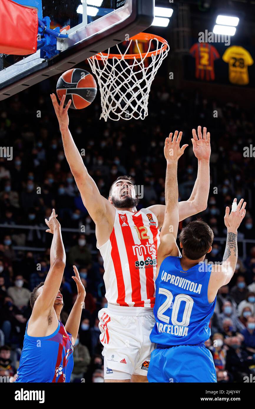 BARCELONE - 18 MARS : Nikola Kalinic en action pendant le match Euroligue de Turkish Airlines entre le FC Barcelone et Crvena Zvezda au Palau Blaugran Banque D'Images