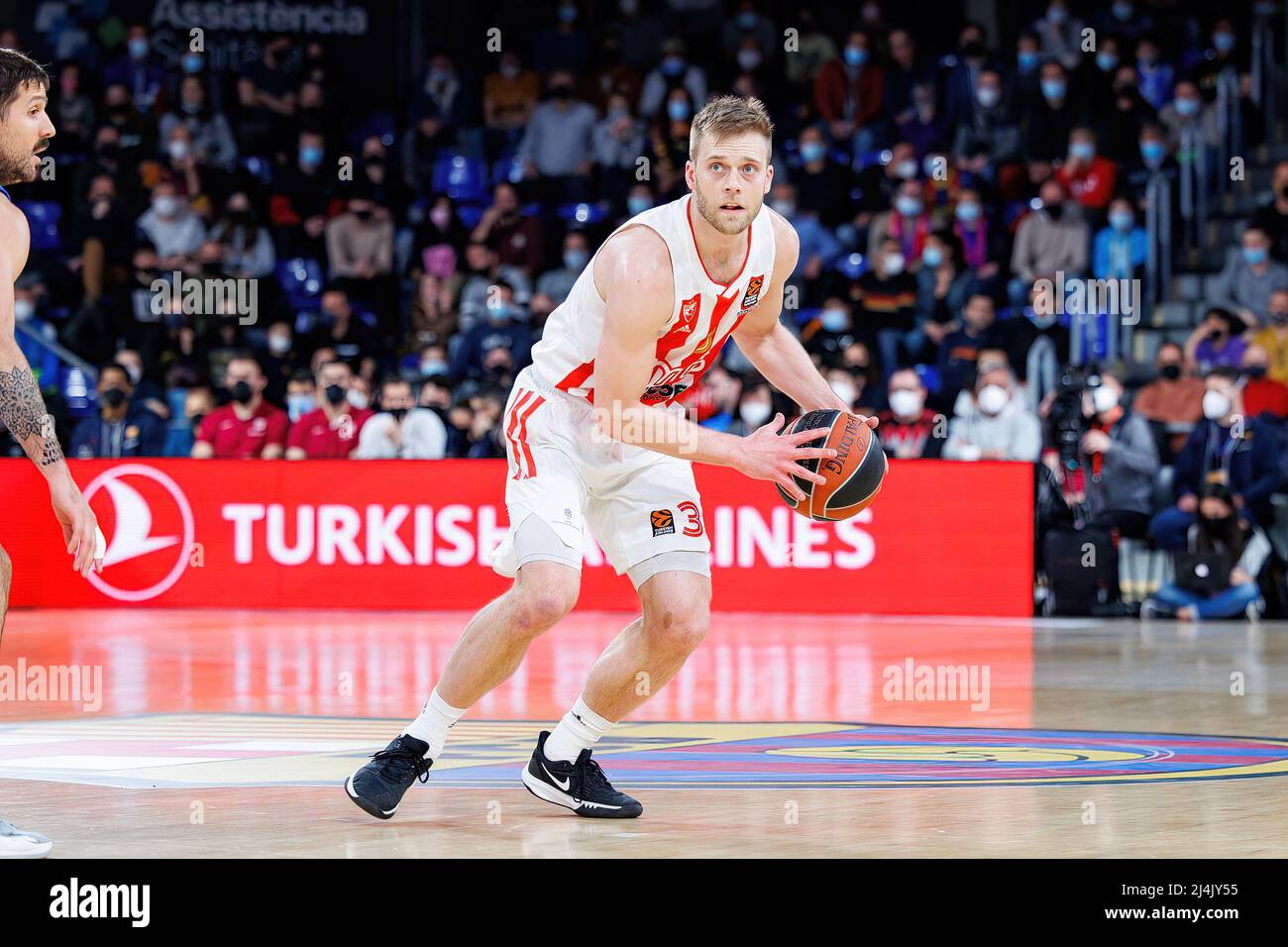 BARCELONE - 18 MARS : Nate Wolters en action lors du match Euroligue de Turkish Airlines entre le FC Barcelone et Crvena Zvezda au Palau Blaugrana Banque D'Images