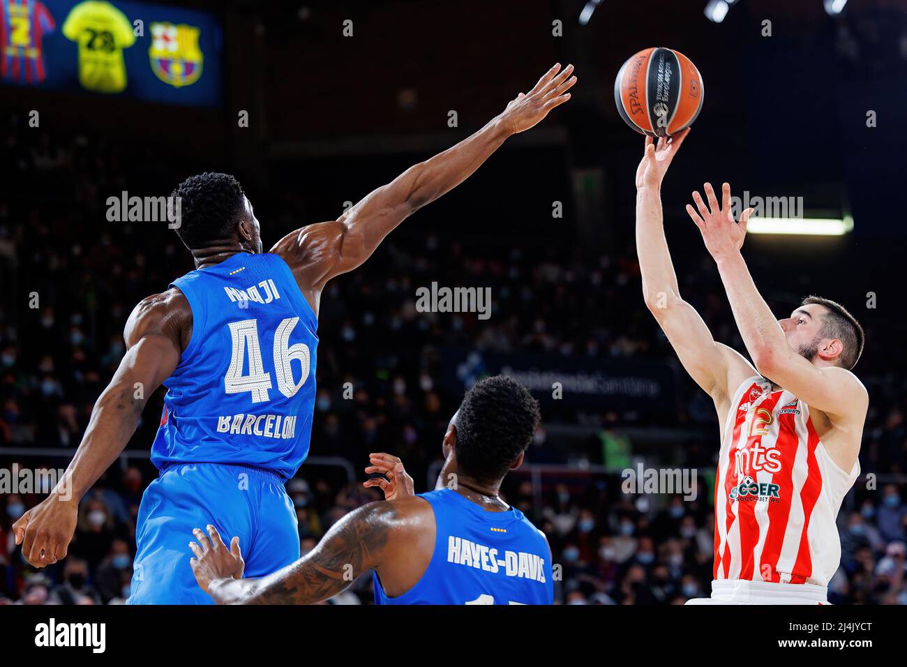 BARCELONE - 18 MARS : Nikola Kalinic en action pendant le match Euroligue de Turkish Airlines entre le FC Barcelone et Crvena Zvezda au Palau Blaugran Banque D'Images