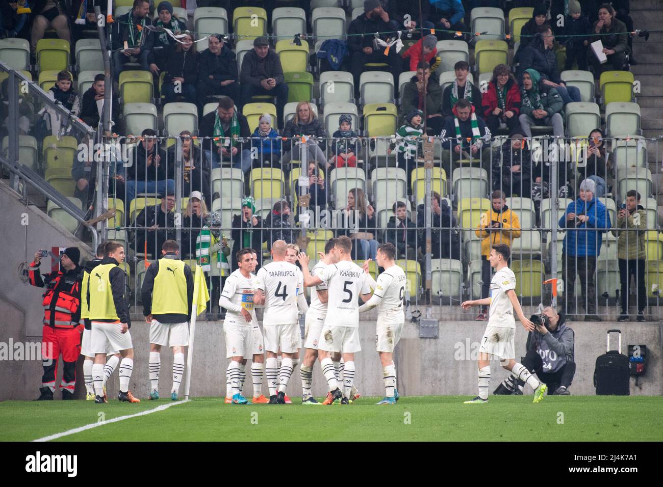 Anti-guerre jeu amical Lechia Gdańsk vs Shakhtar Donetsk à Gdansk, Pologne, février 14th 2022 © Wojciech Strozyk / Alamy stock photo Banque D'Images