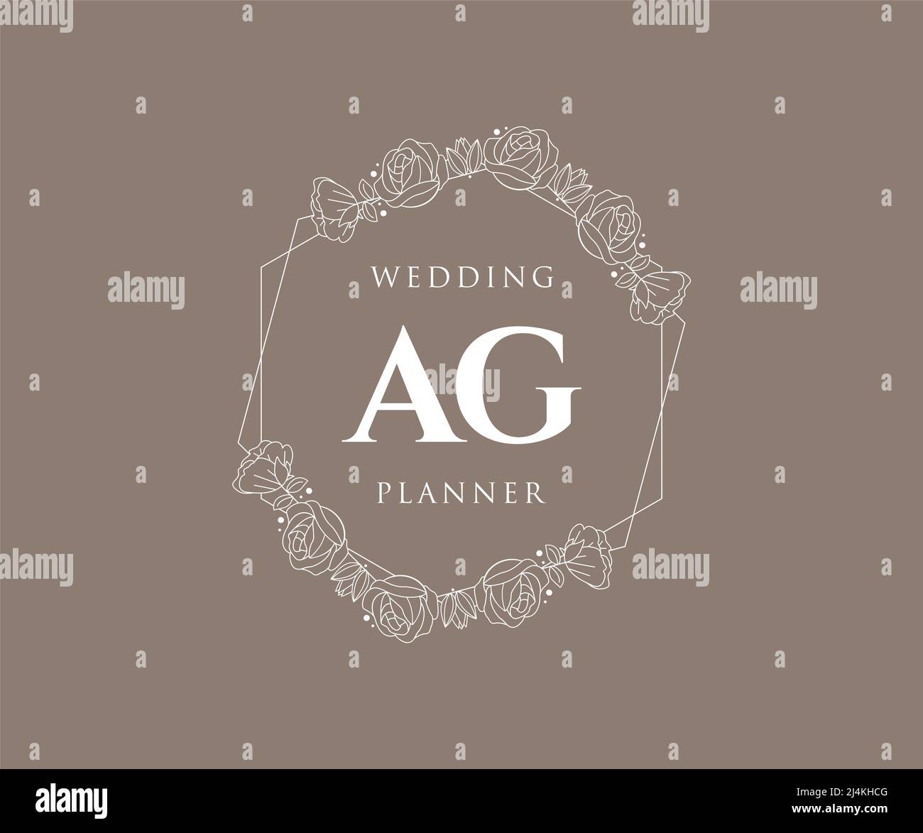 AG initiales lettre mariage monogramme collection de logos, dessin à la main moderne minimaliste et modèles floraux pour cartes d'invitation, Save the Date, élégant Illustration de Vecteur