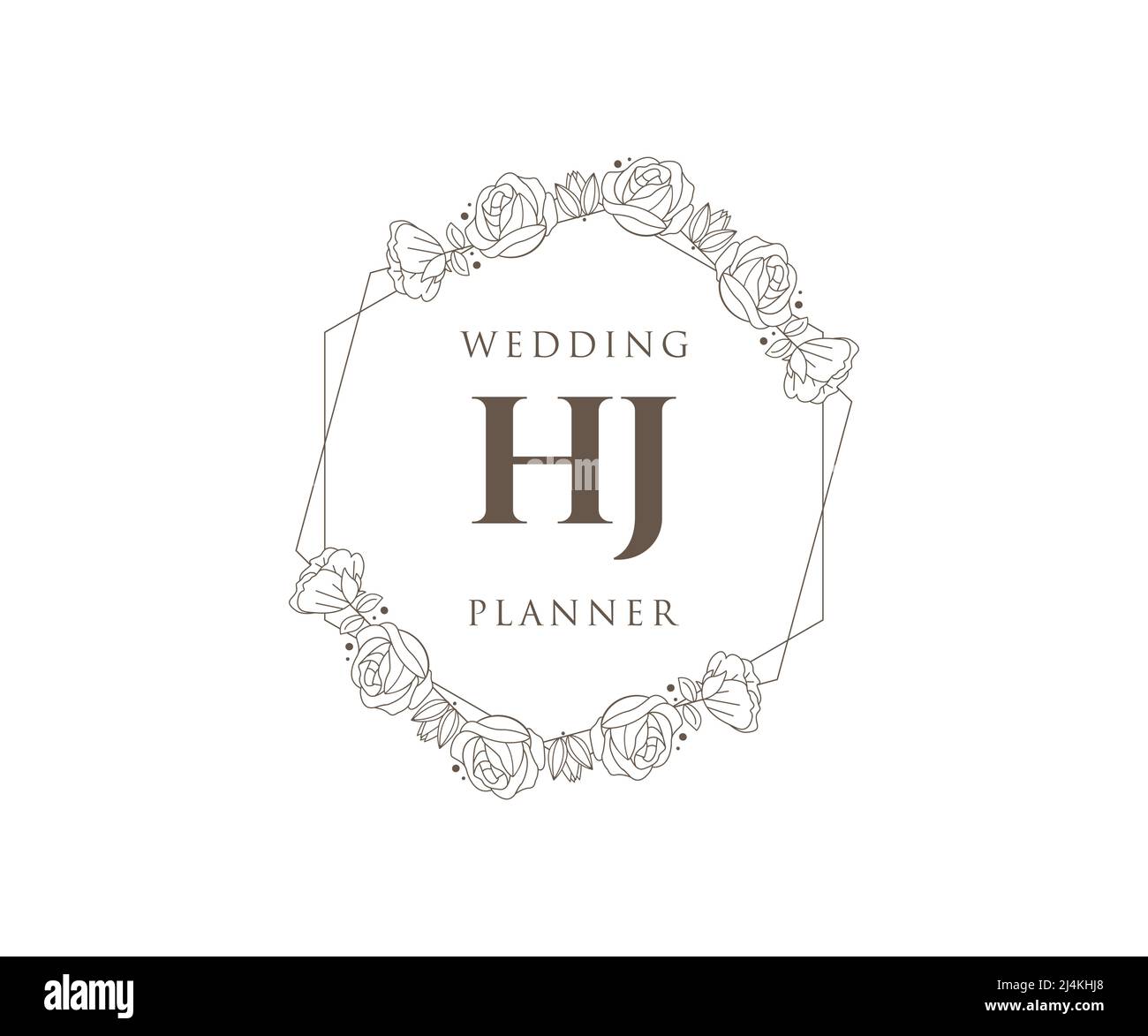 HJ initiales lettre mariage monogramme logos collection, dessin à la main moderne minimaliste et modèles floraux pour cartes d'invitation, Save the Date, élégant Illustration de Vecteur