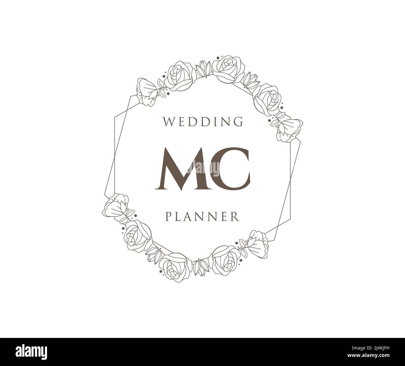 MC initiales lettre mariage monogramme collection de logos, dessin à la main moderne minimaliste et modèles floraux pour cartes d'invitation, Save the Date, élégant Illustration de Vecteur