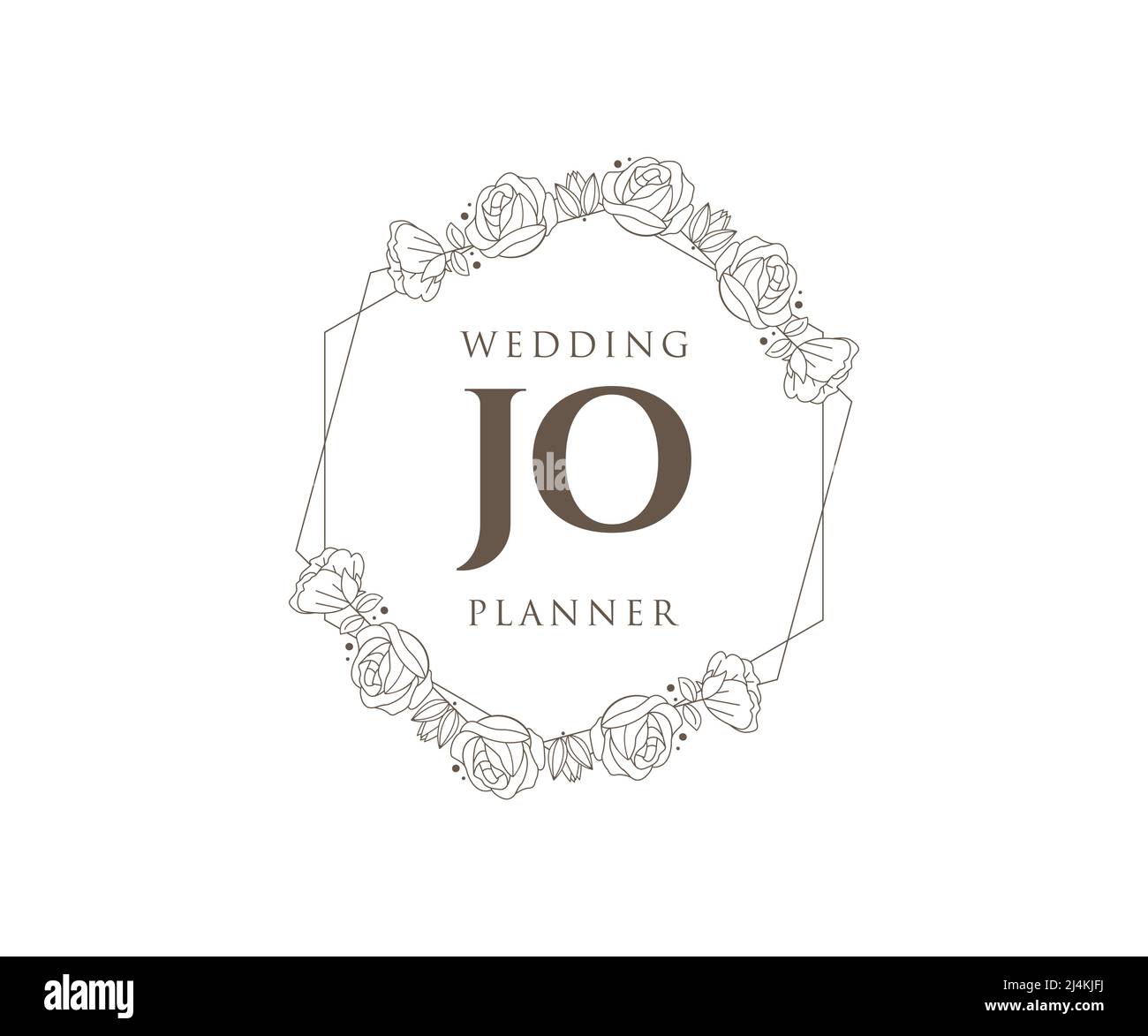 JO initiales lettre mariage monogramme collection de logos, dessin à la main moderne minimaliste et modèles floraux pour cartes d'invitation, Save the Date, élégant Illustration de Vecteur