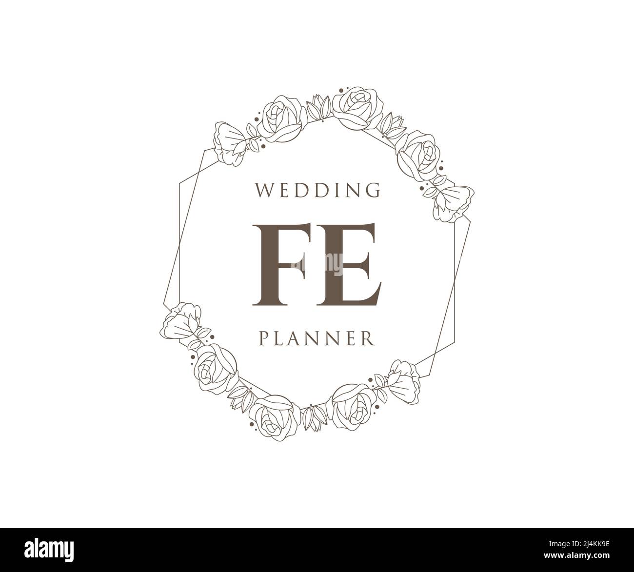 FE initiales lettre mariage monogramme collection de logos, dessin à la main moderne minimaliste et modèles floraux pour cartes d'invitation, Save the Date, élégant Illustration de Vecteur