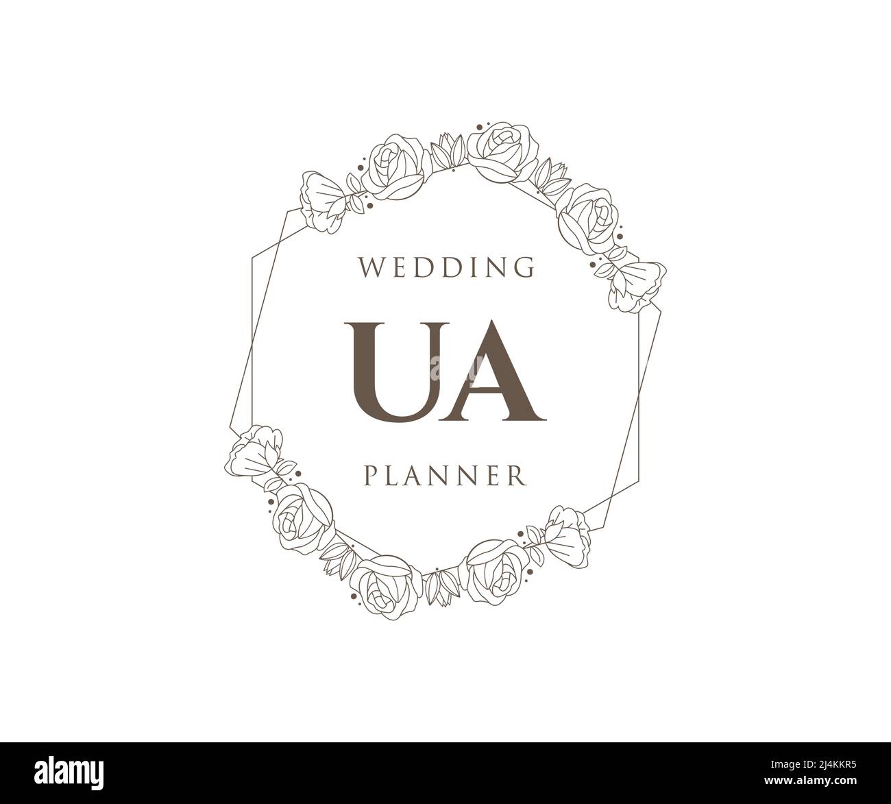 UA initiales lettre mariage monogramme logos collection, dessin à la main moderne minimaliste et modèles floraux pour cartes d'invitation, Save the Date, élégant Illustration de Vecteur