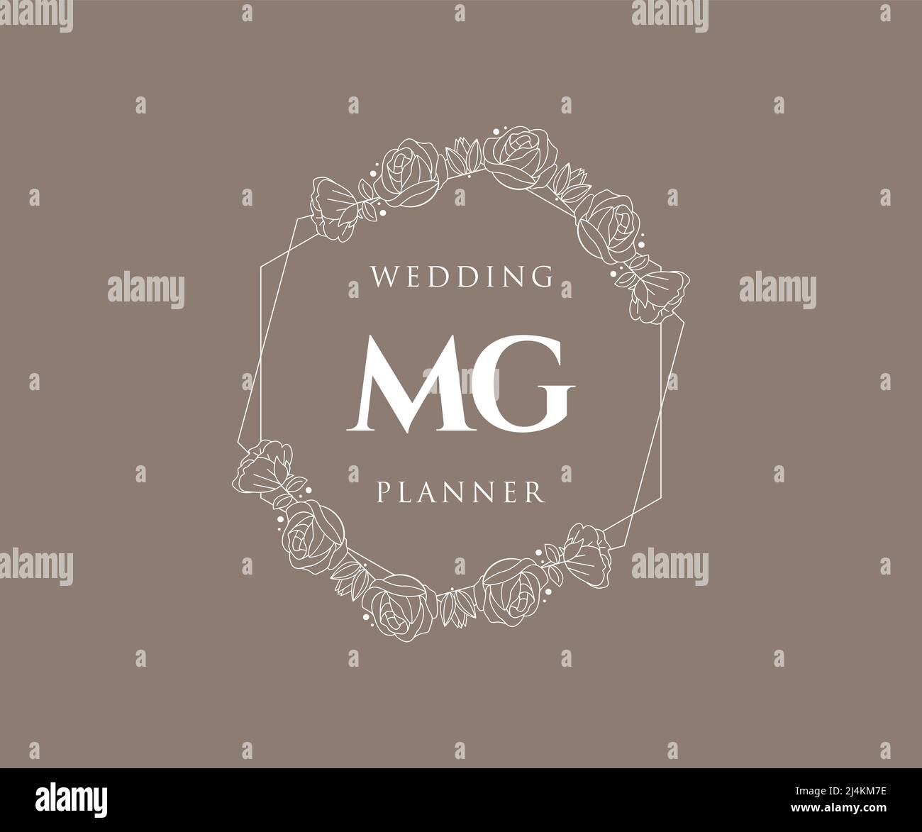 MG lettre initiale mariage monogramme collection de logos, dessin à la main moderne minimaliste et modèles floraux pour cartes d'invitation, Save the Date, élégant Illustration de Vecteur